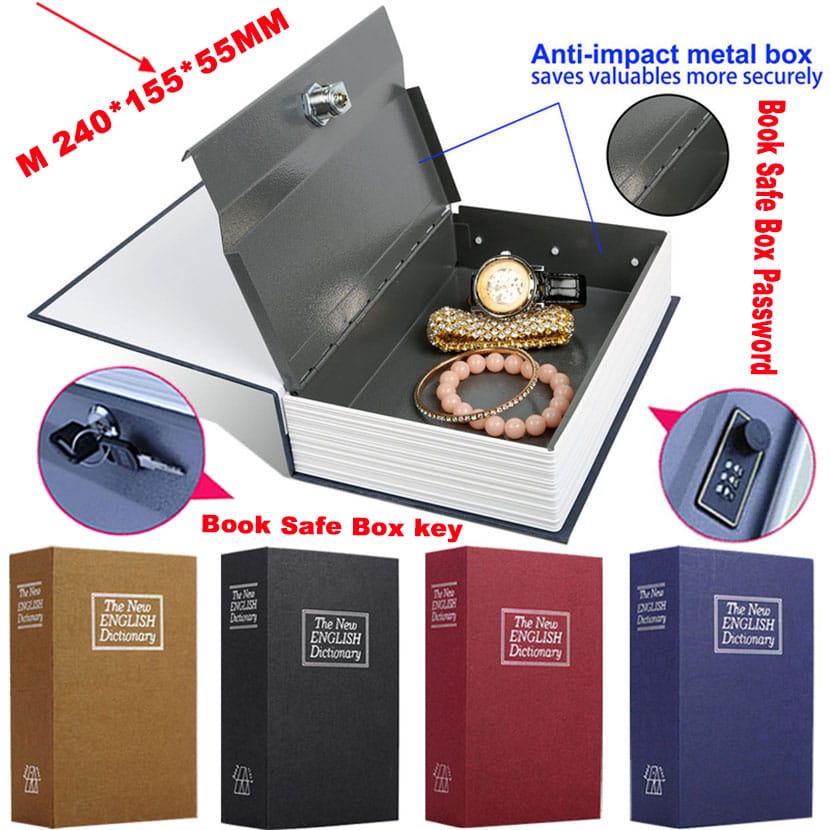 Simulated book safe code box money hidden safe jewelry key storage box props fake book children gift bookcase decorations