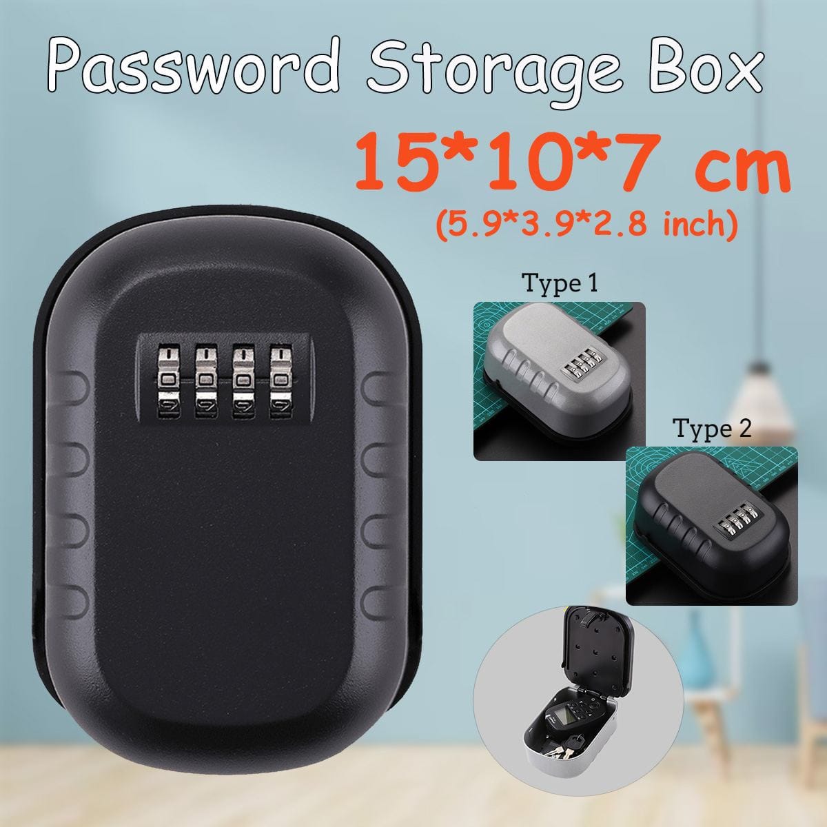 Indoor Outdoor Key Safe Box Weatherproof 4 Digit Combination Key Storage Lock Box Password Lock Hidden Keys Storage Box