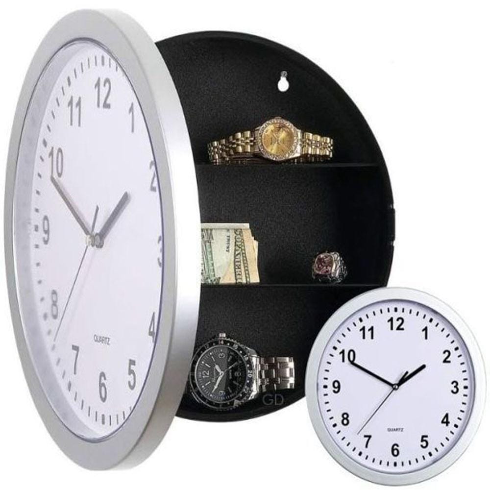 1 Pc/Pack Wall-Mounted Electric Clock-Shaped Hidden Safe for Storing Small Objects