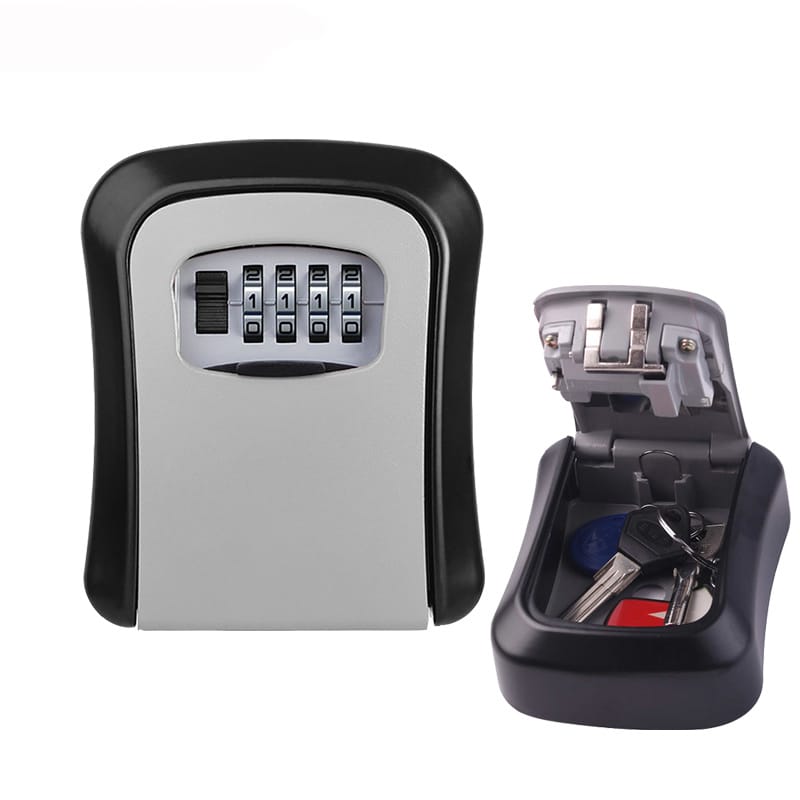 Password Key Storage Lock Box Safe Waterproof 4 Digits Combination Walling Installation Keybox For Home Security Alarm Outdoor