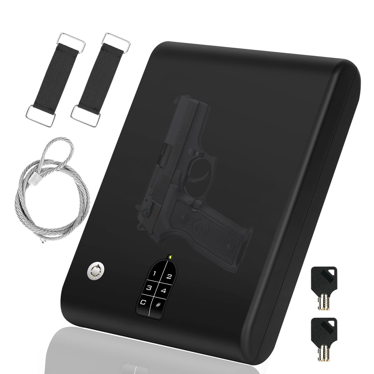 Electronic Password Lock Safe Box Pistol Gun Valuables Jewelry Box Solid Steel Portable Electronic Password Security Box
