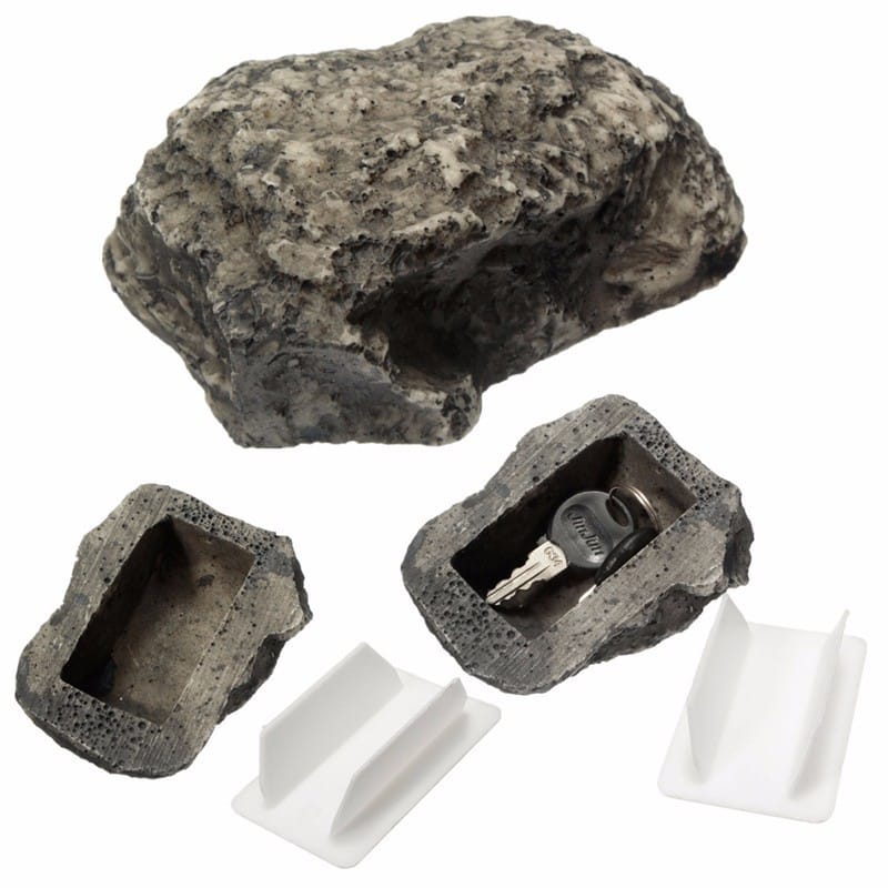 Newkey Safe Box Hidden Stone For Keys Storage Outdoor Garden Ornament Security Case Box Fake Rock Holder Spare House Key 6x8x3cm
