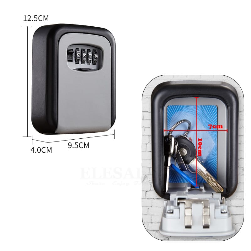 Wall-Mounted Hidden Key Safe Box Secret Storage Organizer Combination Password Lock Home Garage Apartment Car Spare Keys Safe