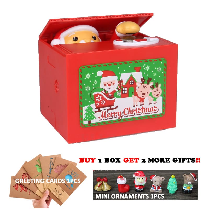 New Merry Christmas Santa Claus Electronic Piggy Bank Creative Money Box Auto Pick Coin Money Safe Box For Kids Gift Desk Toy