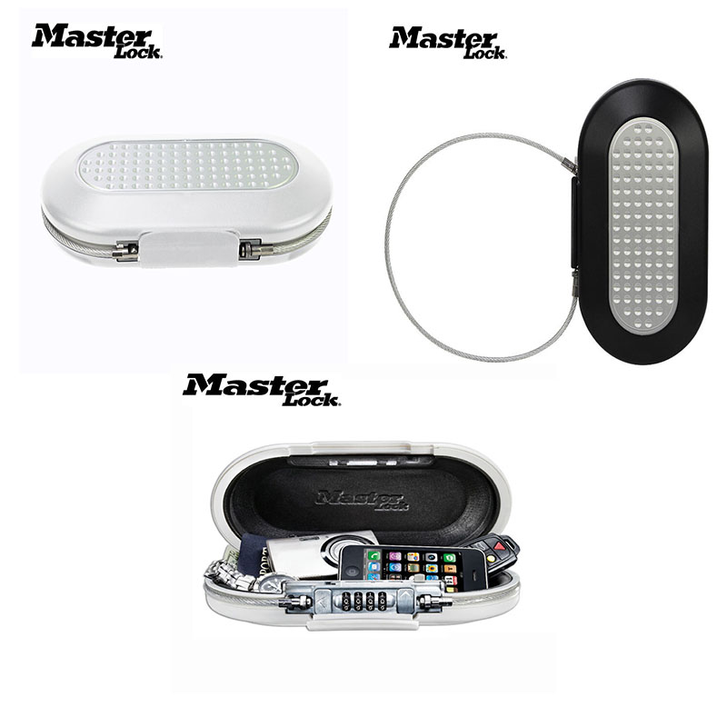 Master Lock Portable Personal Code Lock Safe Jewelry ATM Card Cell Phone Storage Strap Secured Storage Box with Wire Rope