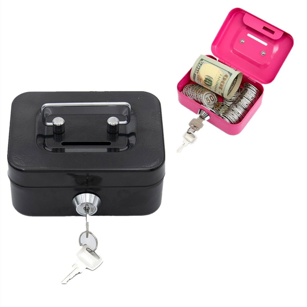 Money Safe Box With Lock 2 PCS Keys Secure Jewelry Key Cash Container Mini Creative Storage Ideal For Home Office Travel