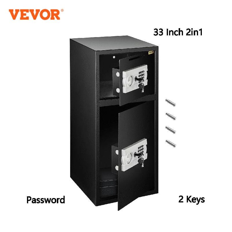 VEVOR 33" Double Door Safe Deposit Box Secret Hidden Piggy Bank Steel Separate Storage Space Electronic Lock Use for Office Home