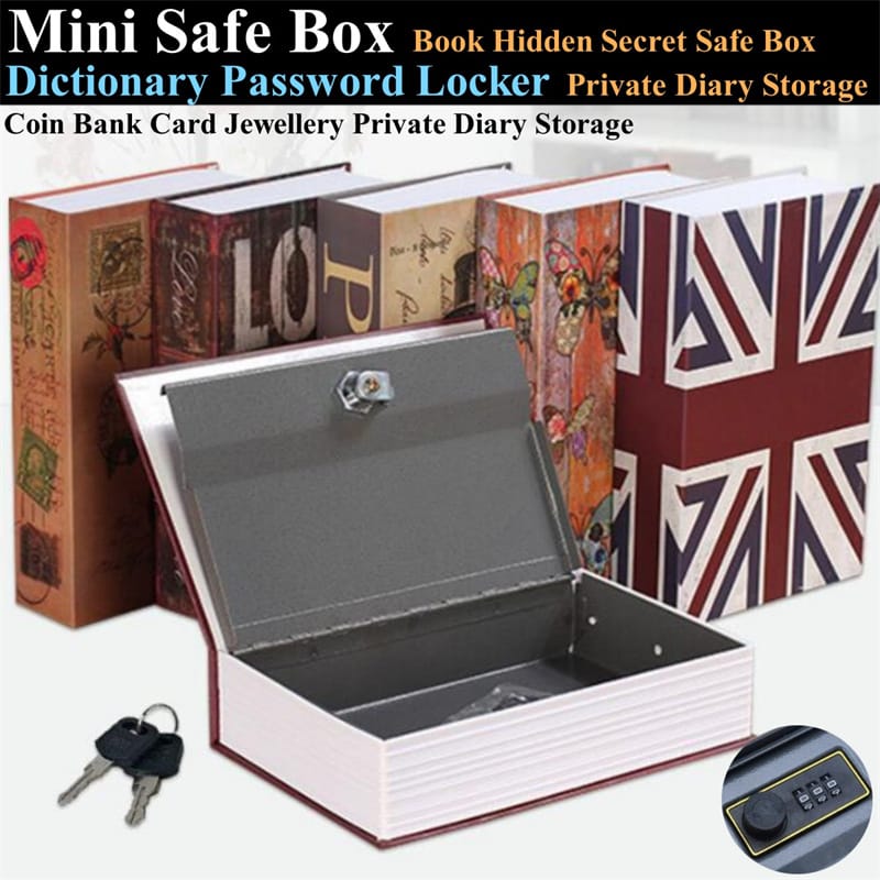Student Gift Dictionary Mini Safe Box Book Hidden Secret Key Lock Coin Bank Card Jewellery Private Diary Storage Password Locker