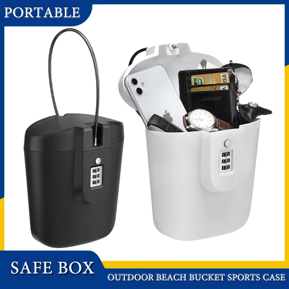 Creative Portable Color Safe Box 3-digit Combination Lock With Steel Wire Outdoor Camp Sports Beach Bucket Security Storage Box