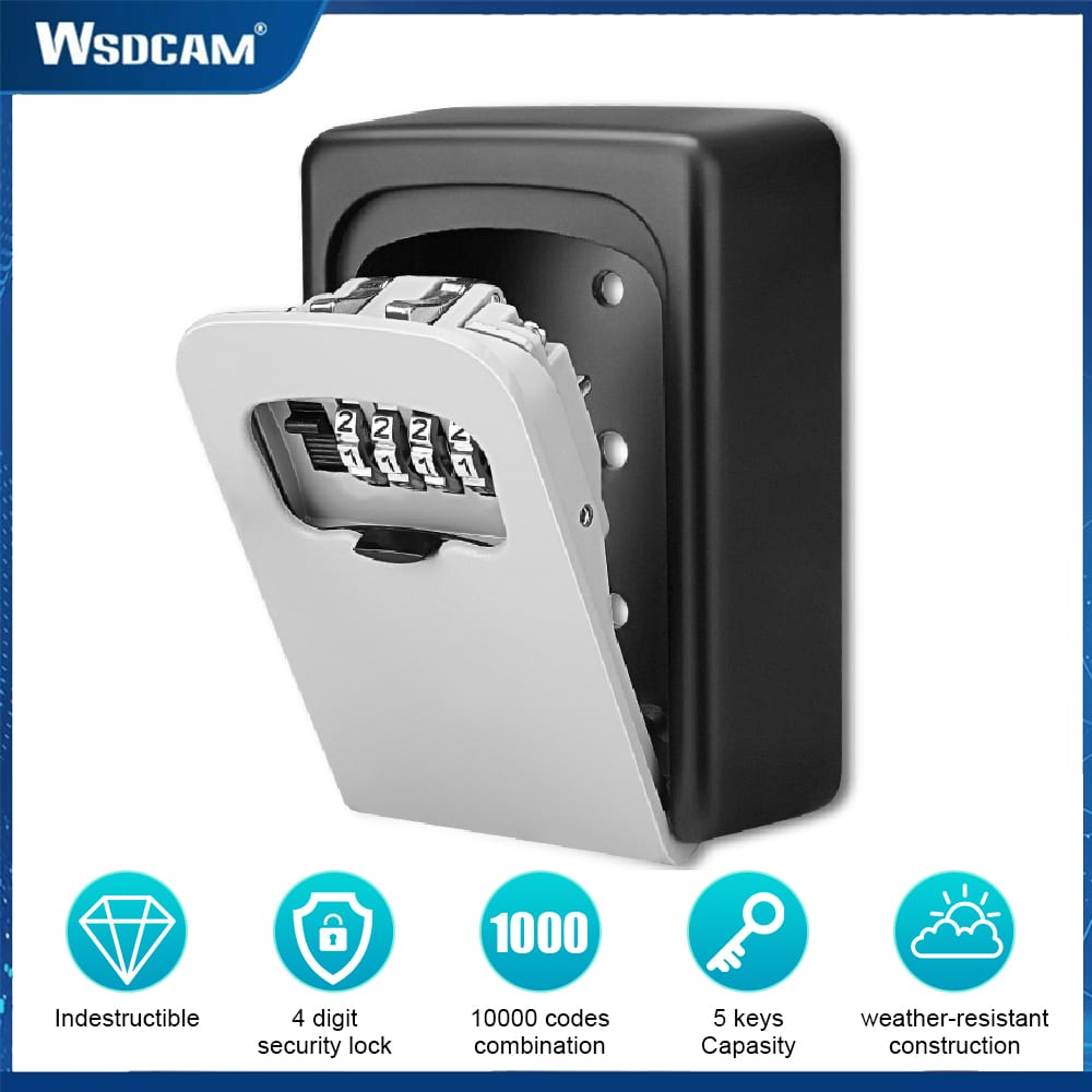 Wsdcam Wall Mount Key Lock Safe Secret Storage Box Code Security Lock No Key Home Office Key Combination Box Organizer