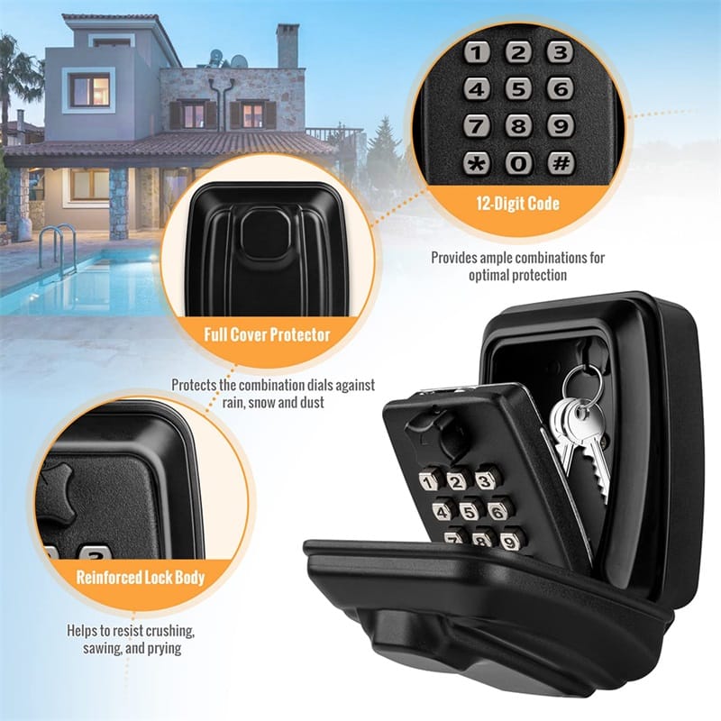 Creative Waterproof Hanging Key Box Without Installation Waterproof Anti-theft Key Safe Box With 12 Digits Code Home Outdoor Use