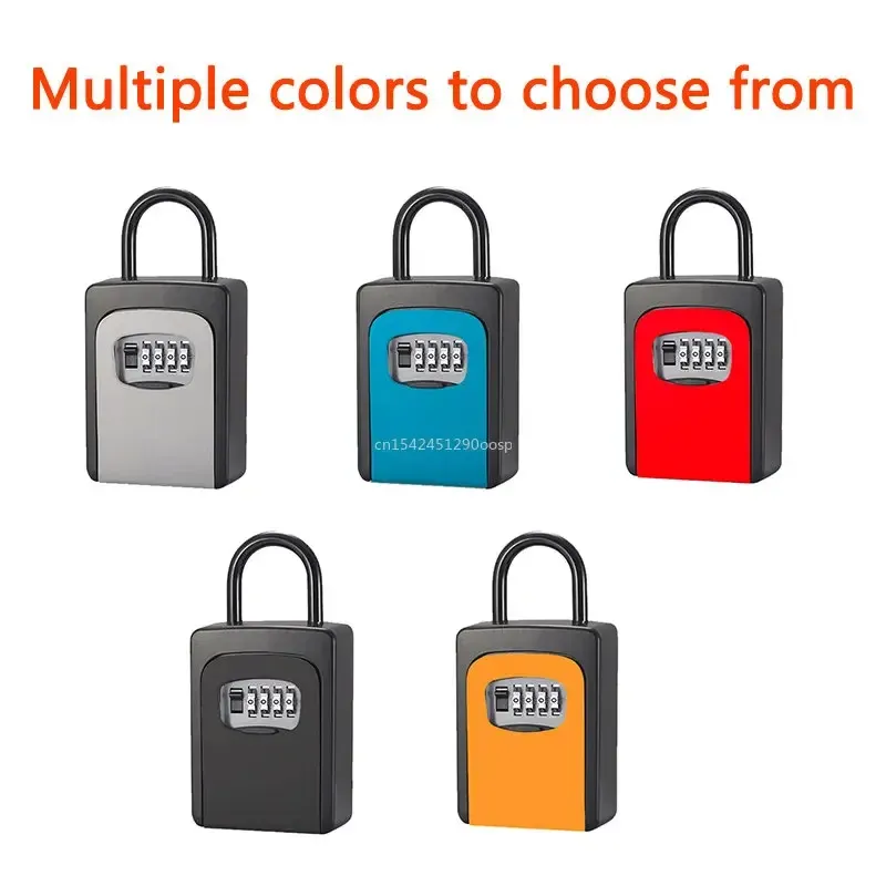 Outdoor Key Lock Box Wall Mounted Aluminum Alloy Key Safe Weatherproof 4 Bit Combination Key Storage Lock Box Indoor