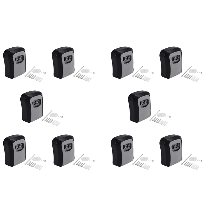 RISE-10X Key Lock Box Wall Mounted Key Safe Box Weatherproof 4 Digit Combination Key Storage Lock Box Indoor Outdoor