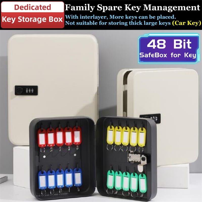 48 Bit Dedicated Key Storage Box Family Spare Key Management MINI Safe Box Lockbox Password Box For Key Wall Mounted Metal Box