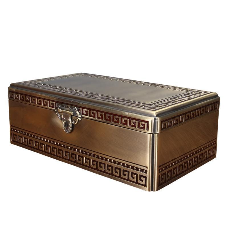 Retro green ancient jewelry safe storage box double-layer lockable zinc alloy Chinese handmade jewelry as a gift for friends