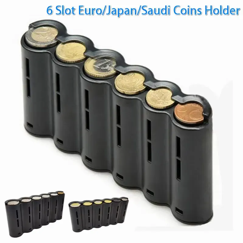 Creative 6 Tubes Euro Japan Saudi Coin Holder Coins Dispenser Sorter Collector For Waiter Cashier Driver Money Storage Safe Box