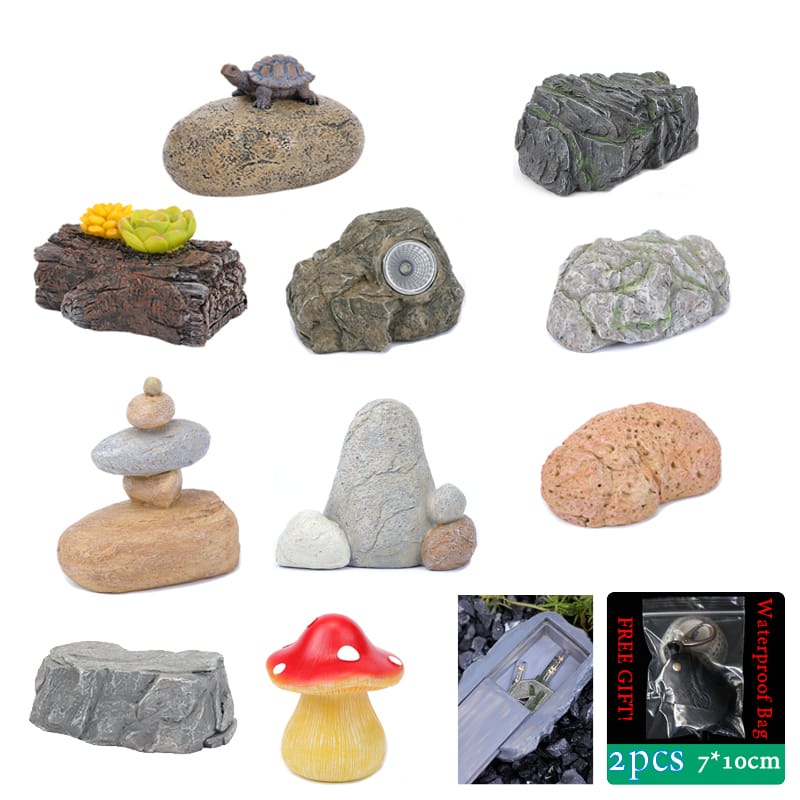 Sight Secret Garden Stone Decoration Ornament Hidden Storage Compartment Diversion Stash Safe Container Home Hide Spare Keys