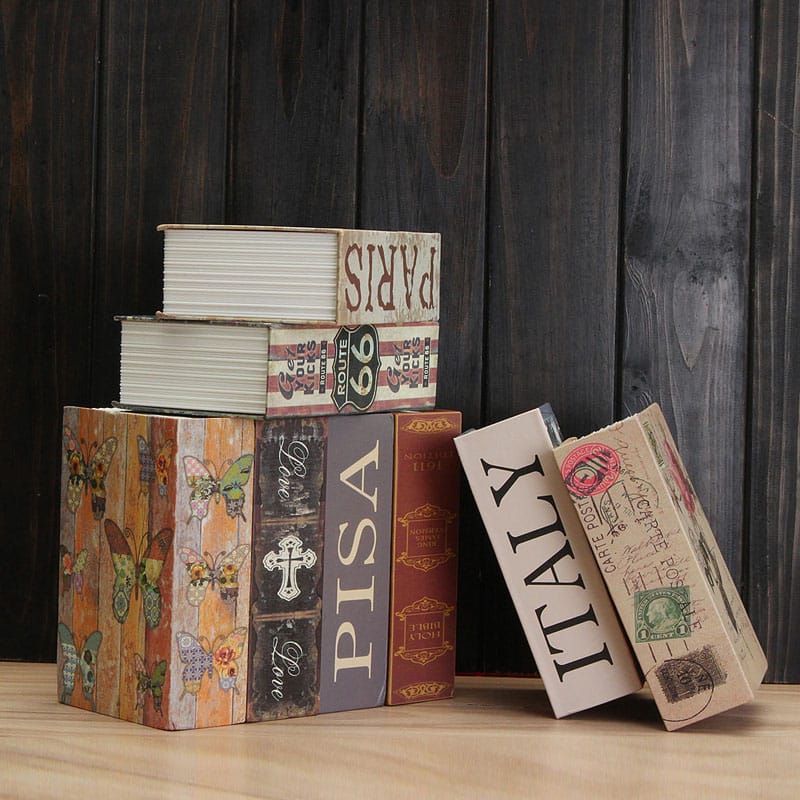 Fun Simulation Key Lock Book Box Book Safe Metal Steel Cash Safe Secret Hidden Piggy Bank Storage Box (size 18*11.5*5.5cm)