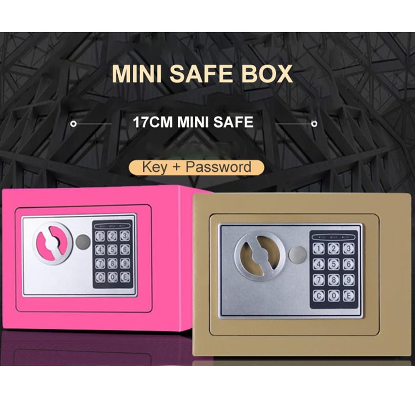 Digital Safe Box Small Household Mini Steel Safes Money Bank Safety Security Box Keep Cash Jewelry Or Document With Key