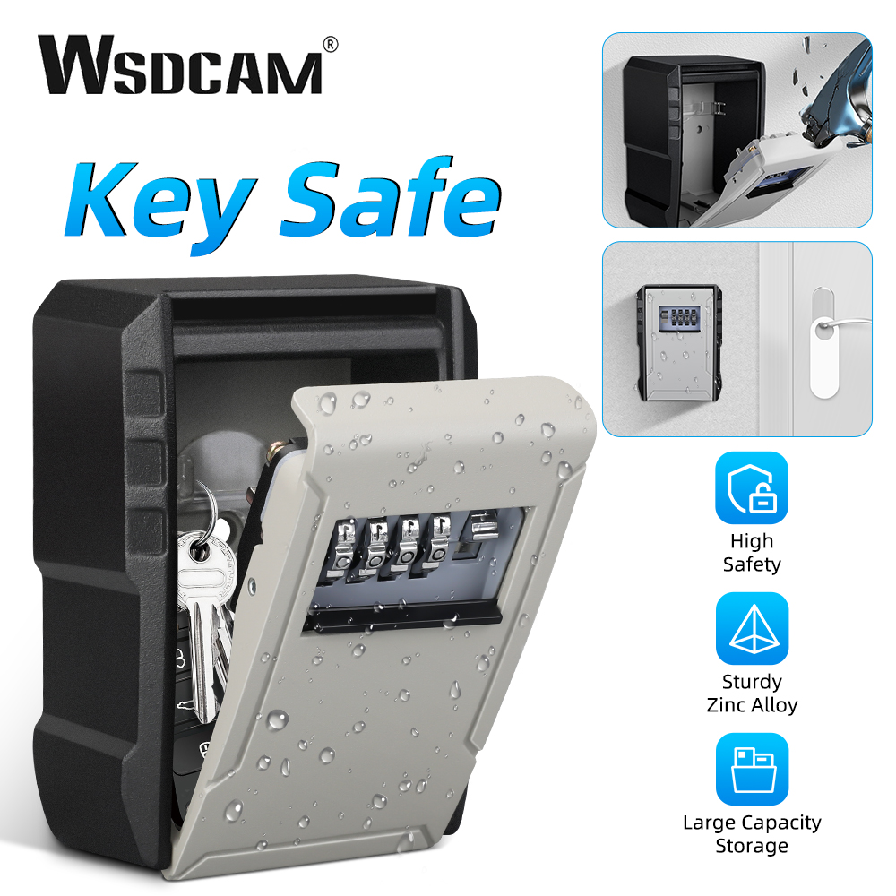 WSDCAM Wall Mount Key Box Zinc Alloy Password Lock Storage Box 4 Digit Password Security Key Box Organizer caja fuerte