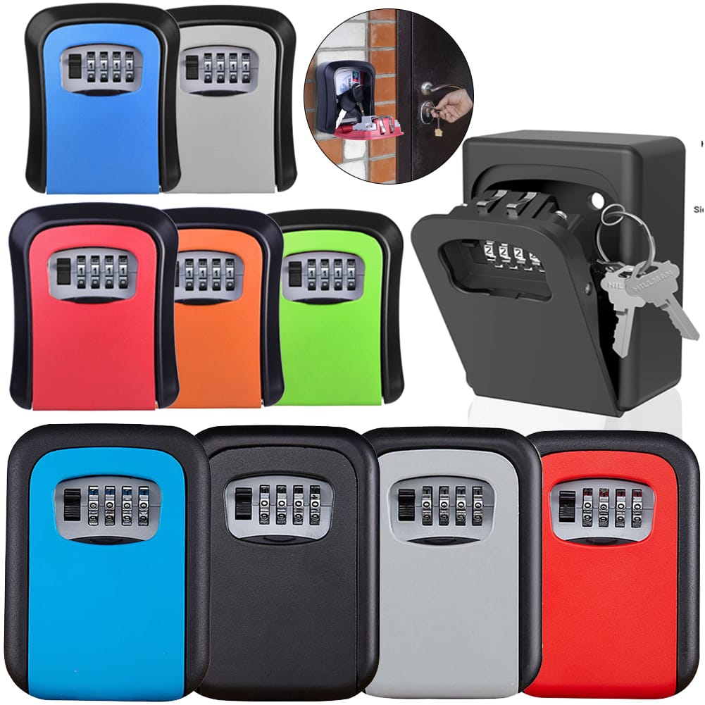 Key Safe Box 4 Digit Wall Mount Key Storage Secret Box Organizer Password Security Protect Code Lock for Car Home Key Safe Box