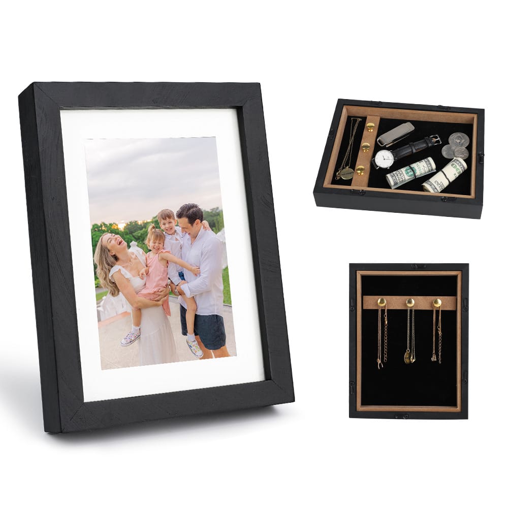 Sight Secret Wooden Photo Frame Hidden Storage Compartment Diversion Stash Safe Container Home Hide Cash Ring Necklace Key