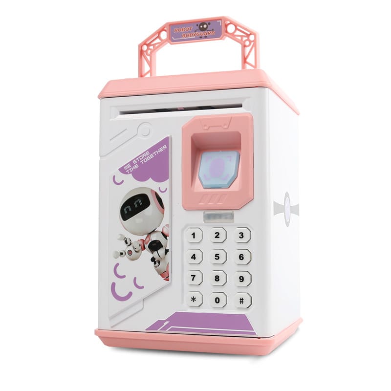 Box Fingerprint Coin Money Saving Box ATM Bank Safe Box Deposit Banknote Electronic Piggy Bank ATM Password Money Safe Box