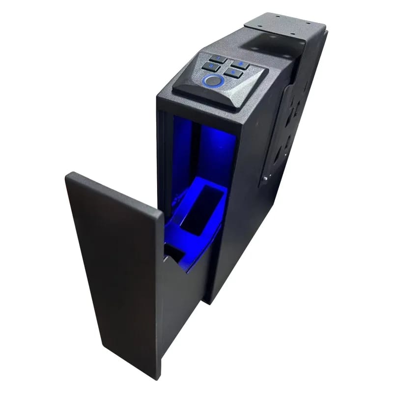 New 3-in-1 Mute Blue Light Pull-out Fingerprint Key Code Safe Gun Box Fingerprint Code Key Wall Mounted Pistol Safes Box
