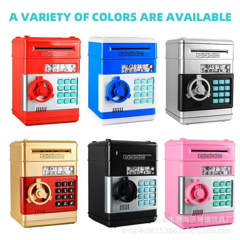 Children's Safe Small Mini Deposit Box Safe Deposit Box Coin Deposit Box Fingerprint Hotel Anti-Theft Password  19.5*13.5*12cm
