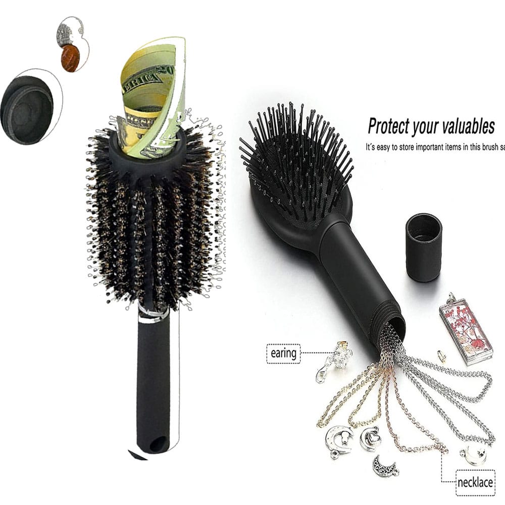 Brush Hair Secret Stash Comb Safe Diversion Container Hiddendetangling Money Scalp Hide Jewelry Hairbrush Cash Hider