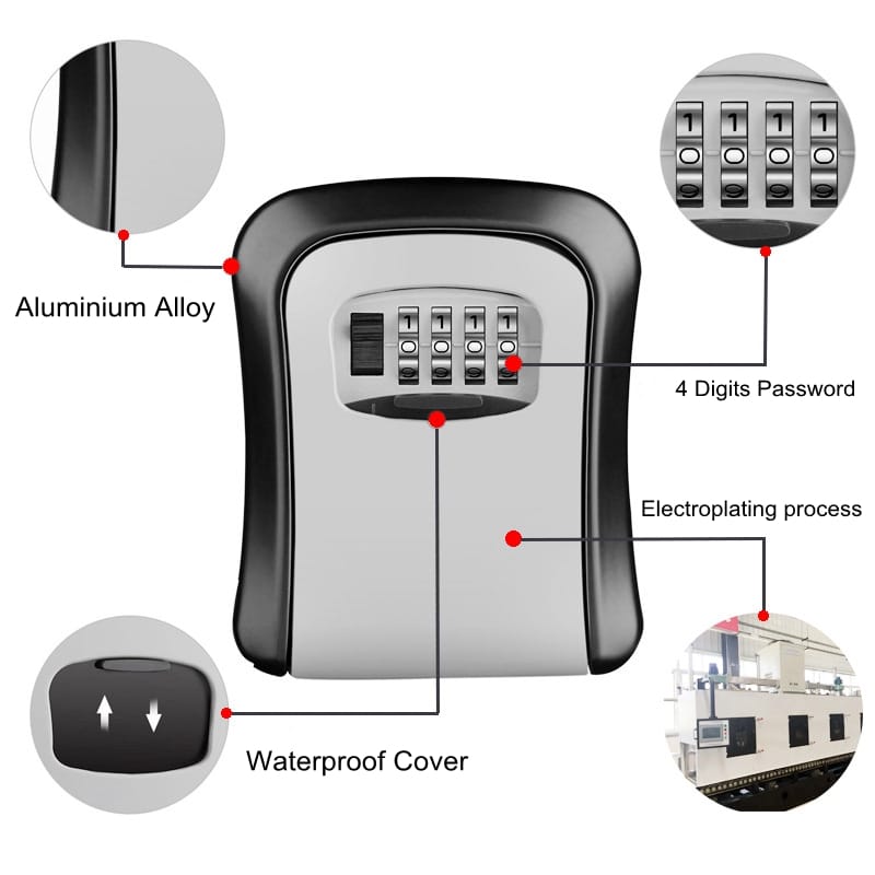 EGFirtor Password Key Storage Lock Box Safe Waterproof 4 Digits Combination Walling Installation Keybox For Home Outdoor