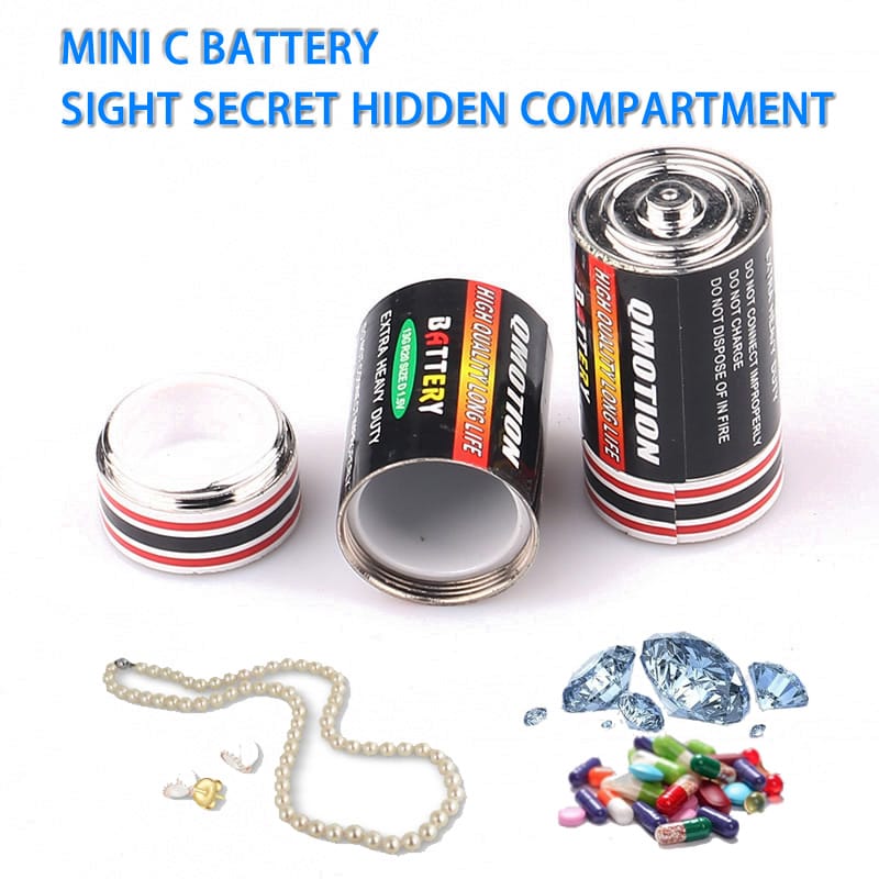 Mini Sight Secret Hidden Compartment Dry Cell C Battery Shape Empty Case Hide Cash Jewelry Pills For Home Travel Outdoor Safe