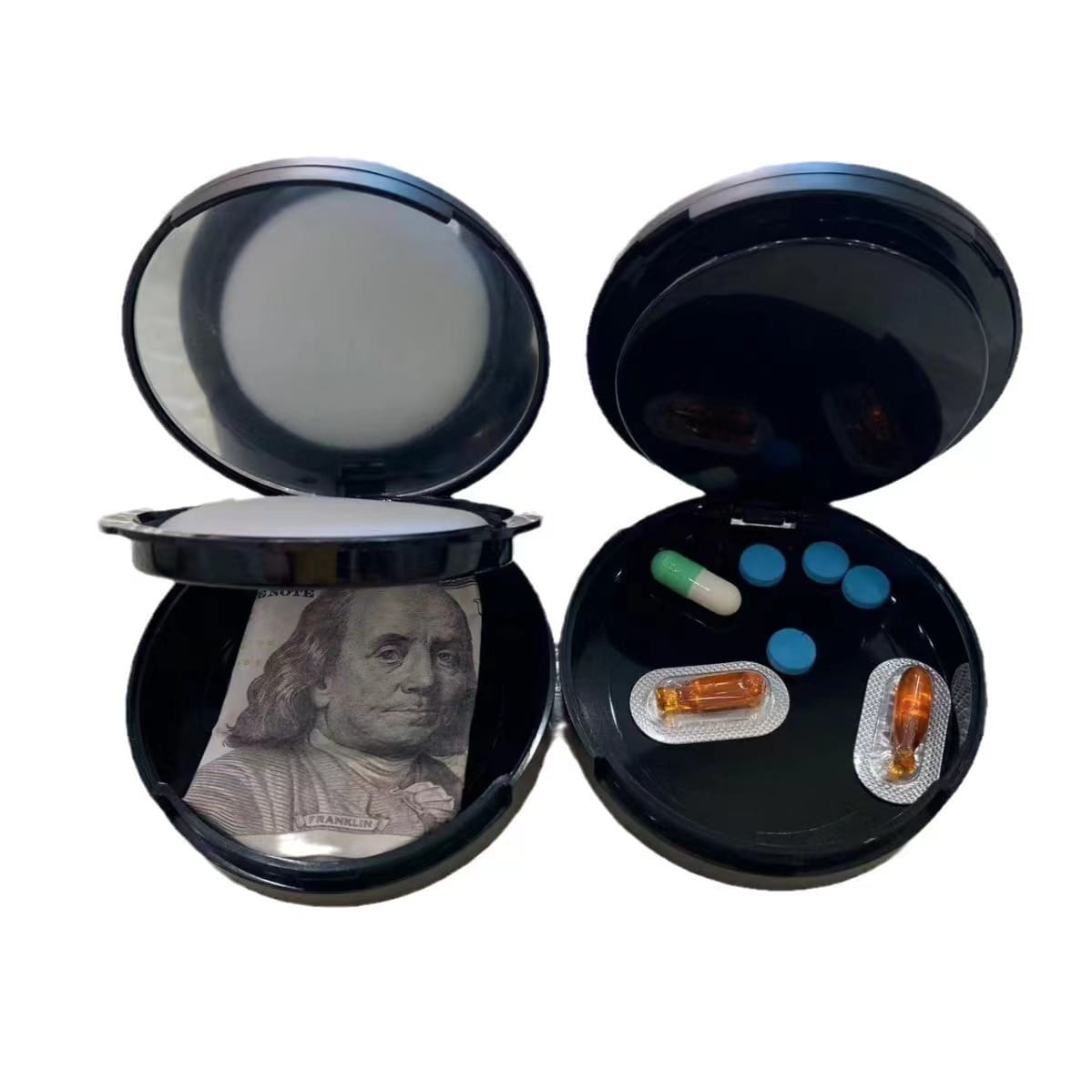New Makeup powder Mini Hidden Safe Box Secret Compartment Stash Box Empty Car Key Fob Hide and Store Money Pills Coin
