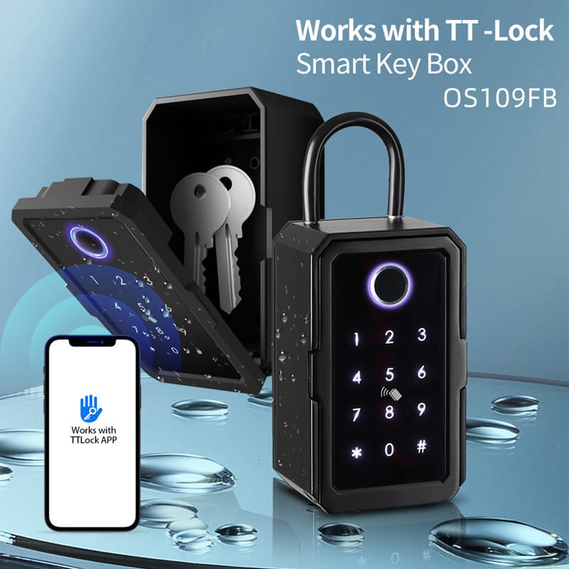 TTLOCK/Tuya Fingerprint Smart Key Lock Box Safes IP65 Waterproof Password Phone Control Wall Mount Keys Safe Storage Lock Box
