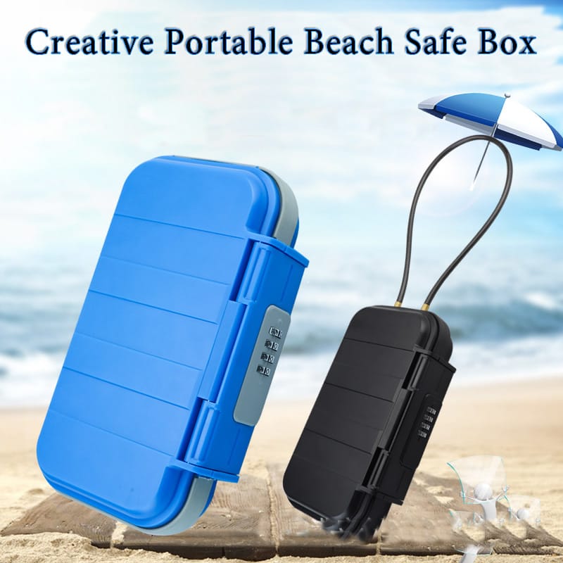 Creative Portable Beach Safe Box 4-digit Combination Lock With Steel Wire Outdoor Camp Sports Cycling Swim Security Storage Box
