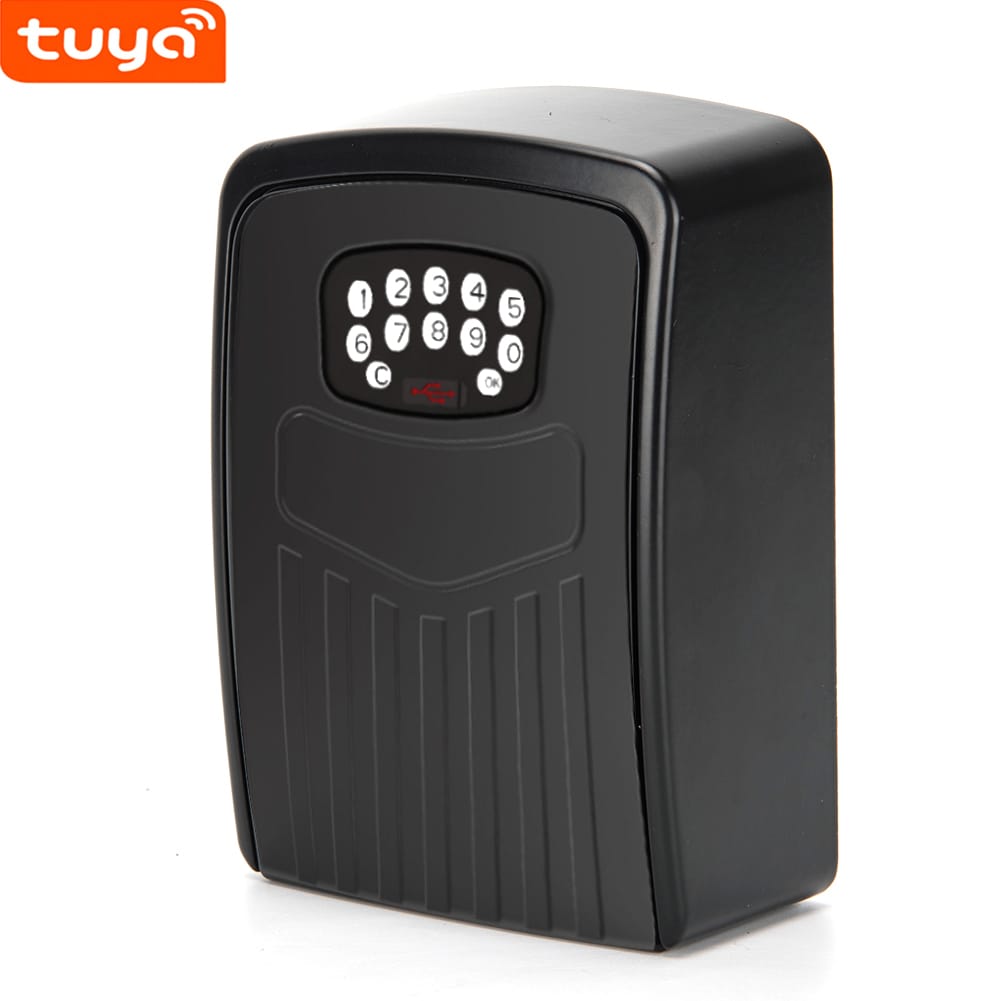 Tuya Smart Key Lock Box Wall Mounted Zinc Alloy Key Safe Box Weatherproof with Code Storage Lock Box for Indoor Outdoor