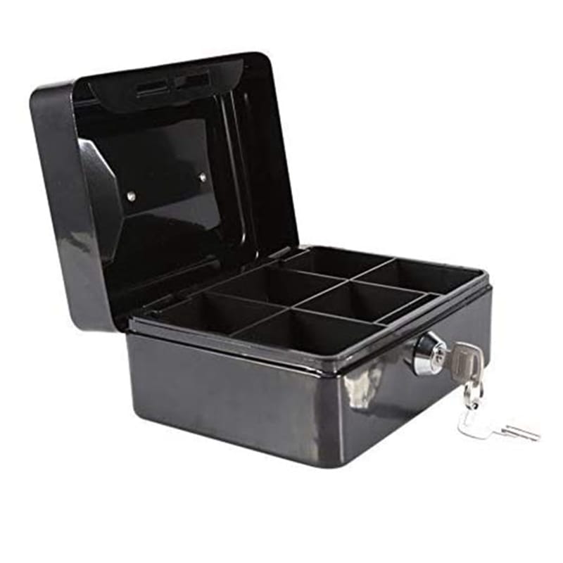 Small Safe Cash Box With Key Lock Portable Storage Metal Box Coin Box With Locking For Organize Coins Checks Valuables