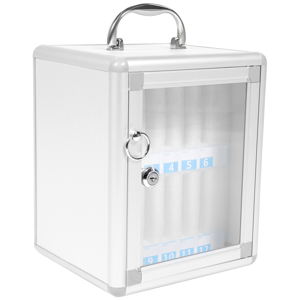 Mobile Phone Safe Aluminum Alloy Cabinet Storage Office Organizing with Handle Holder Shelf Organizer Lock