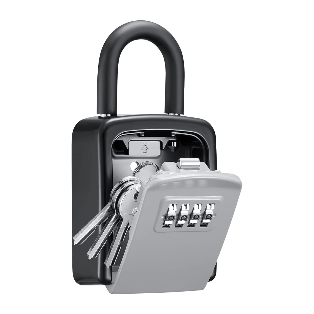 Wall Mounted Key Lock Box with 4 Digit Combination Padlock Waterproof Key Storage Safe Lock Box for Home Office Indoor Outdoor