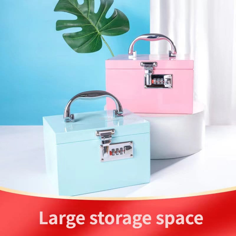 Stainless Steel Portable Safe, Cash Box, Money, Piggy Bank, Coin Storage, Code Lock Children's Safe Gift  Piggy Bank Jewelry Box