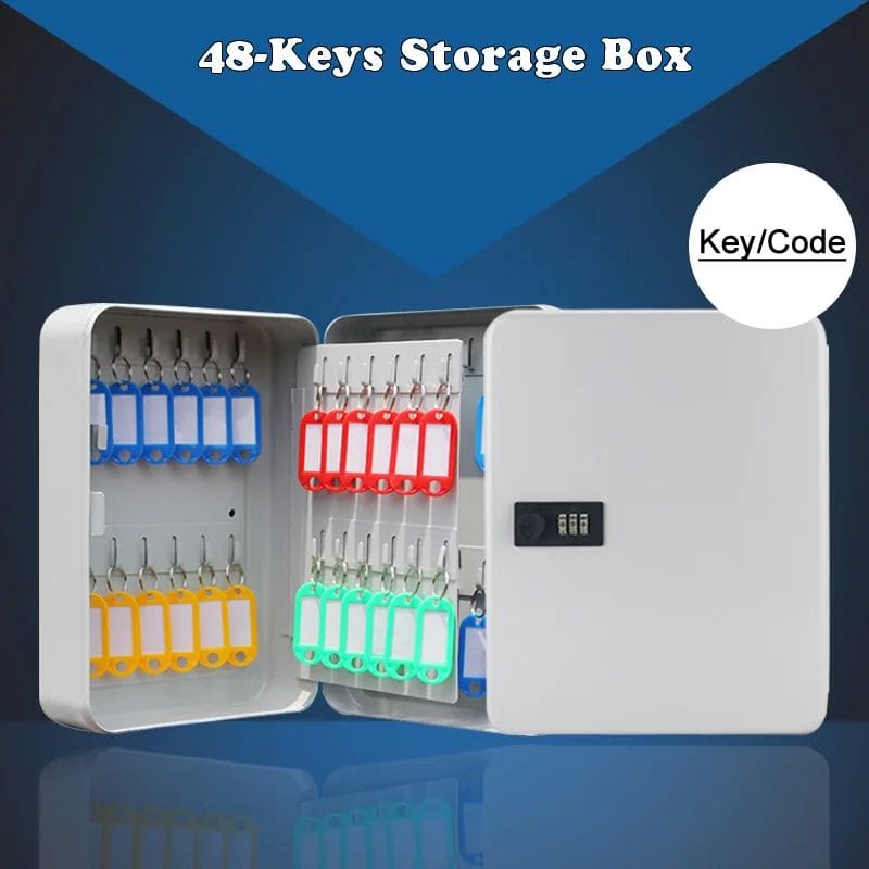 Wall Mounted 48-Keys Safe Storage Box Combination/Key Lock Multi Spare Keys Organizer Box For Home Office Factory Store Use