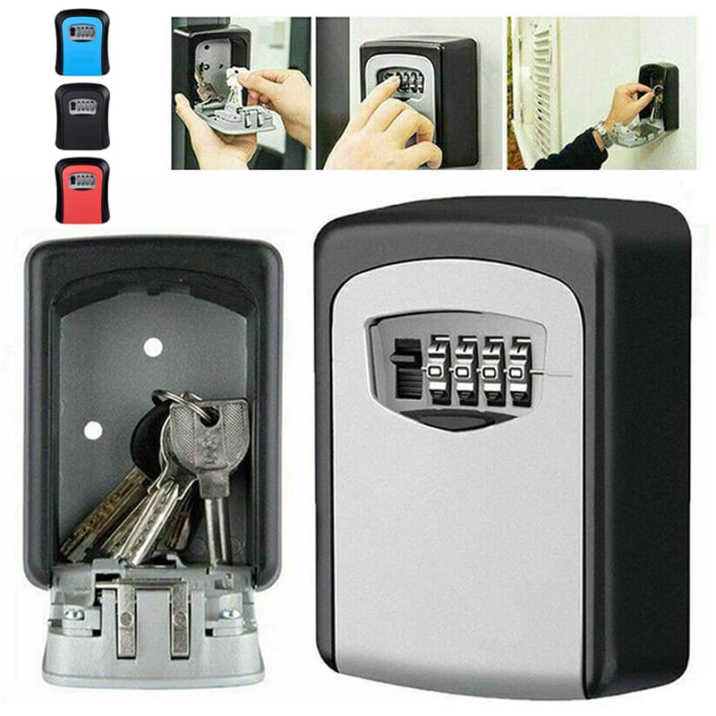 Key Safe Box Wall Mounted Zinc Alloy Key Lock Box  Weatherproof 4 Digit Combination Key Storage Security Lock Box Indoor Outdoor