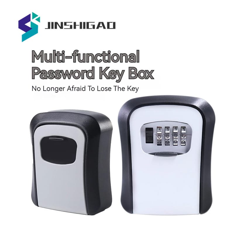 Wall Mount Key Lock Box 4 Digit Password Code Security Lock No Key for Home Office Key Safe Secret Storage Box Organizer