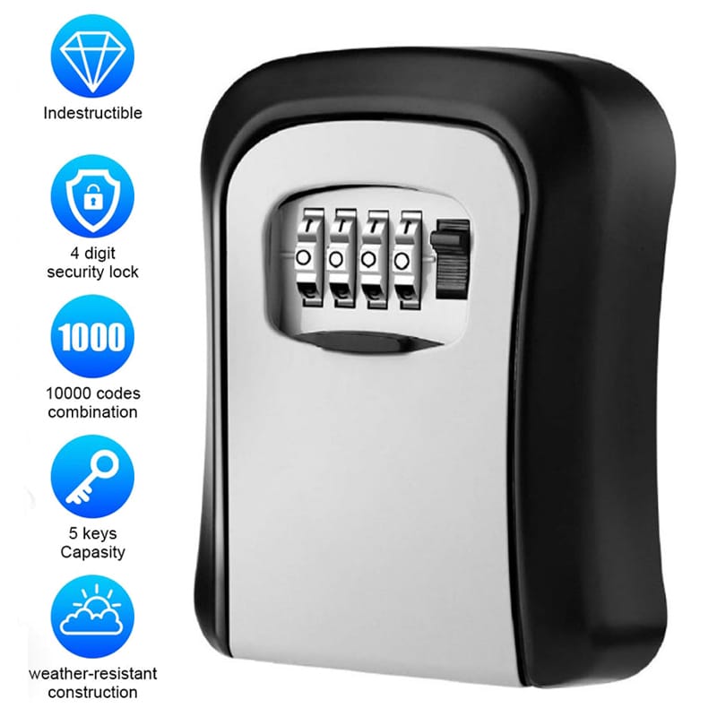 Wall Mount Key Storage Secret Box Organizer 4 Digit Combination Password Security Code Lock No Key Home Key Safe Box metal