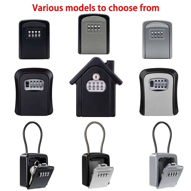 Key Lock Box Wall Mounted Zinc Alloy Key Safe Box Weatherproof 4 Digit Combination Key Storage Lock Box Indoor Outdoor