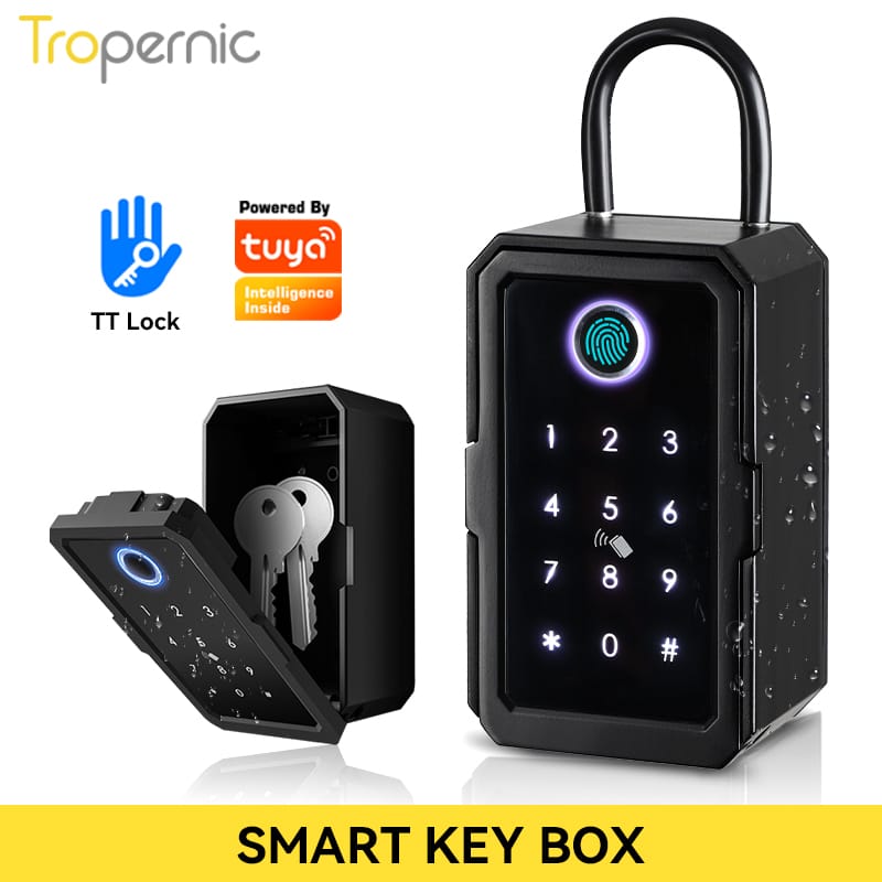 Key Safe Tuya Ttlock Fingerprint Bluetooth Wifi Digital Key Box App Remote Access Wall Mount Combination Security Airbnb Lockbox