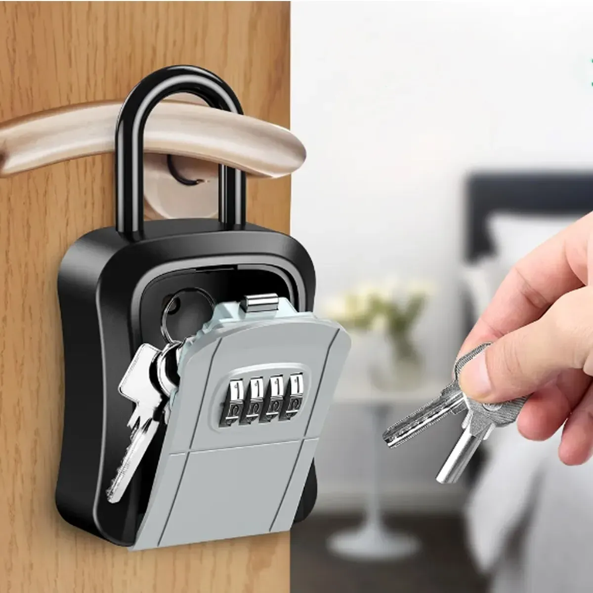 Waterproof Portable 4 Digit Code Aluminum Alloy Key Box Keeper Easy To Fix Anti-Rust Indoor and Outdoor Key Safe Box