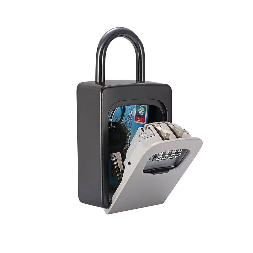 2022 Key Lock Box Wall Mounted Aluminum Alloy Key Safe Box Weatherproof 4 Digit Combination Keys Storage Lock Boxes