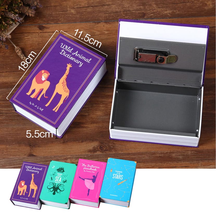 Simulated book secret storage box Lock paper money deposit box Put mobile phone safe Store decorative Password Box
