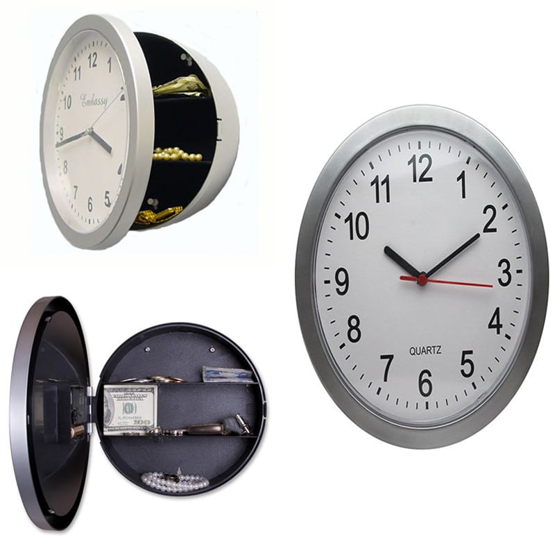 New Wall Clock Safe Box Creative Hidden Secret Storage Box for Cash Money Jewelry Storage Home Office Security Safes silver